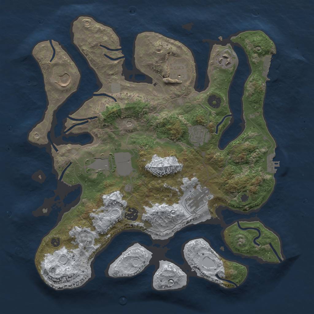 Rust Map: Procedural Map, Size: 3500, Seed: 625414015, 15 Monuments