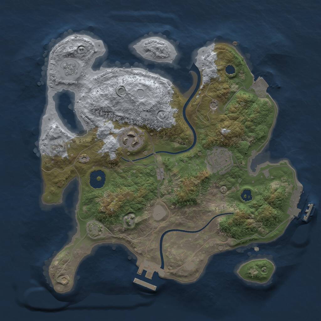 Rust Map: Procedural Map, Size: 2750, Seed: 1864931760, 8 Monuments