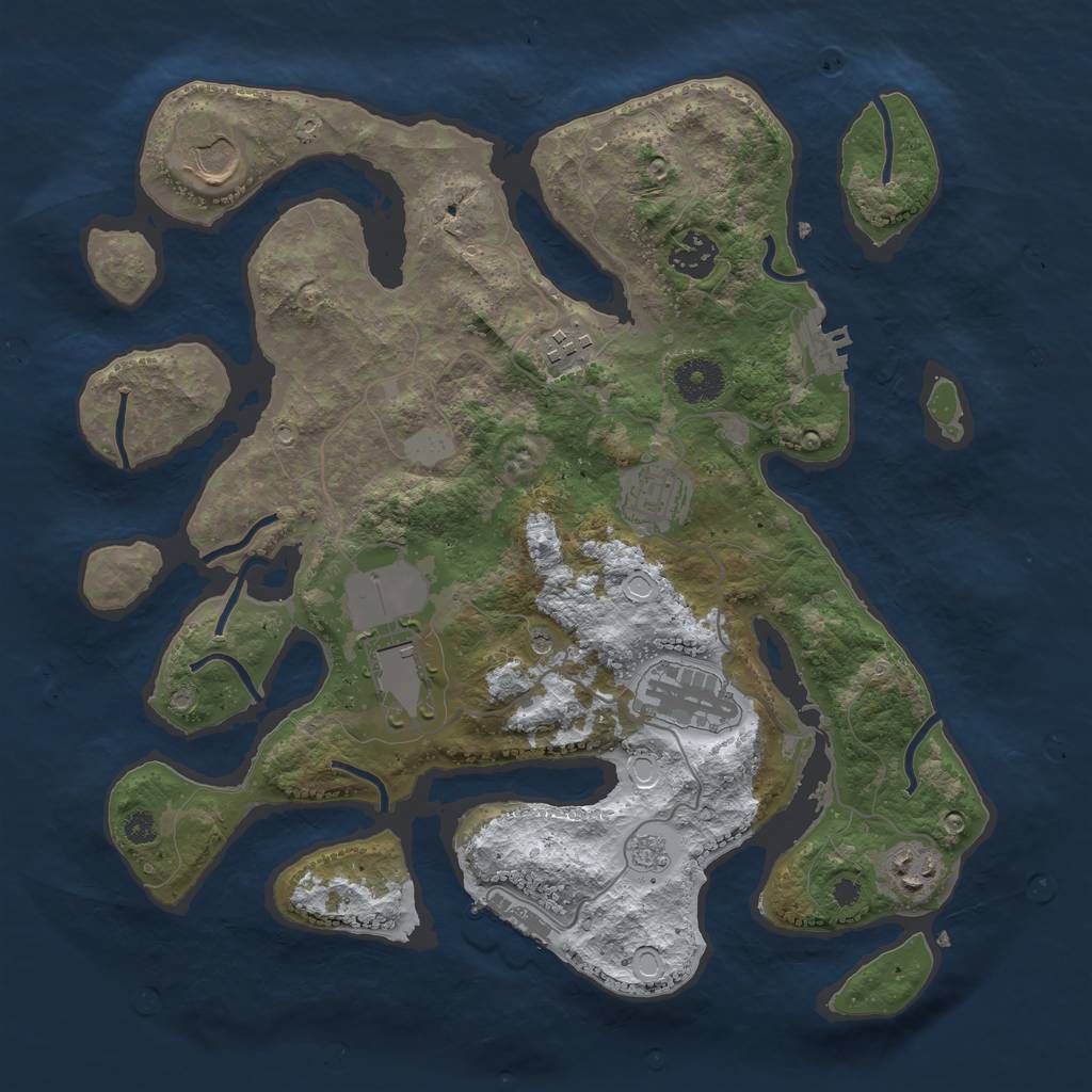 Rust Map: Procedural Map, Size: 3500, Seed: 21663852, 16 Monuments