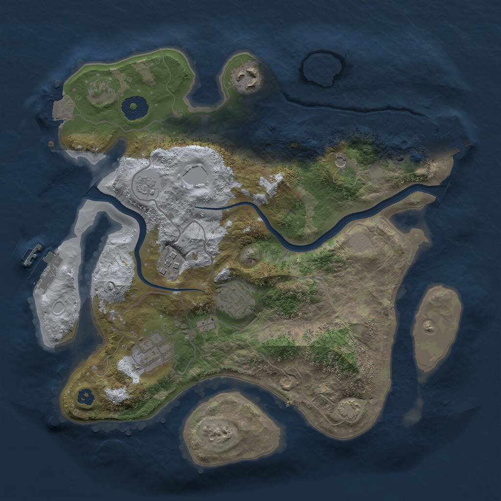 Rust Map: Procedural Map, Size: 3000, Seed: 651381, 10 Monuments
