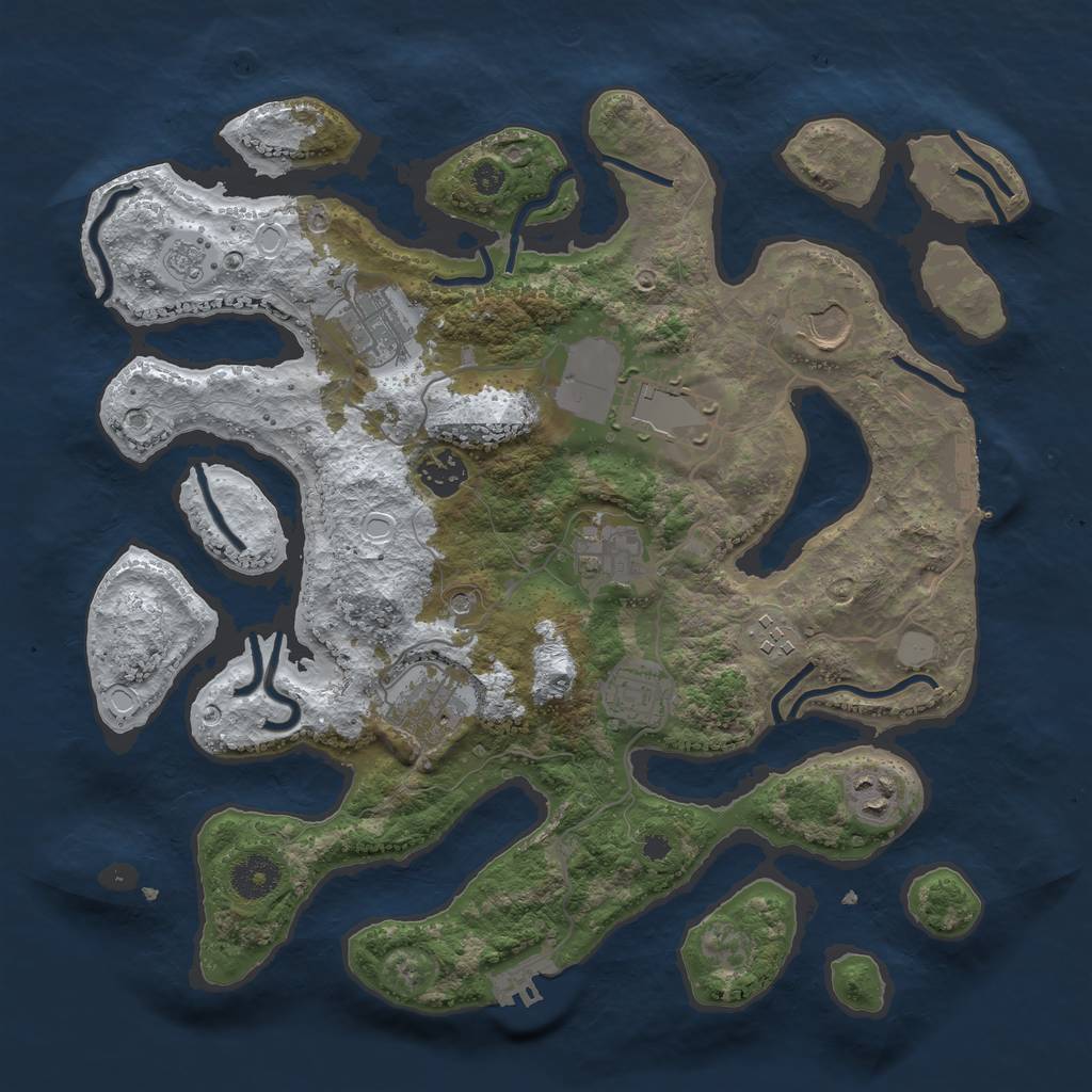 Rust Map: Procedural Map, Size: 3550, Seed: 938036, 18 Monuments