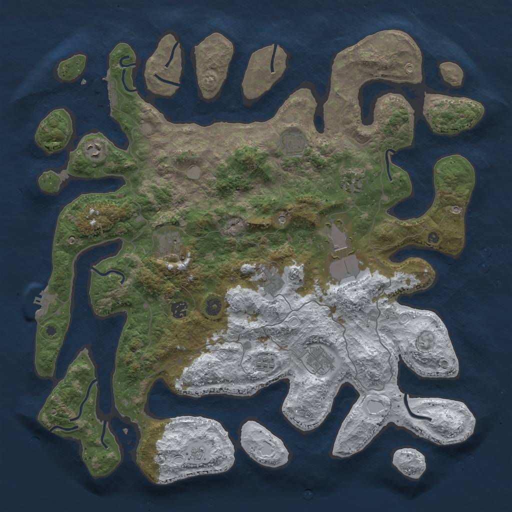 Rust Map: Procedural Map, Size: 4500, Seed: 1934774003, 18 Monuments