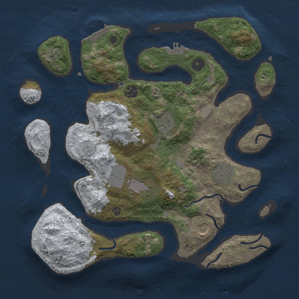 Rust Map: Procedural Map, Size: 3500, Seed: 70612283, 14 Monuments