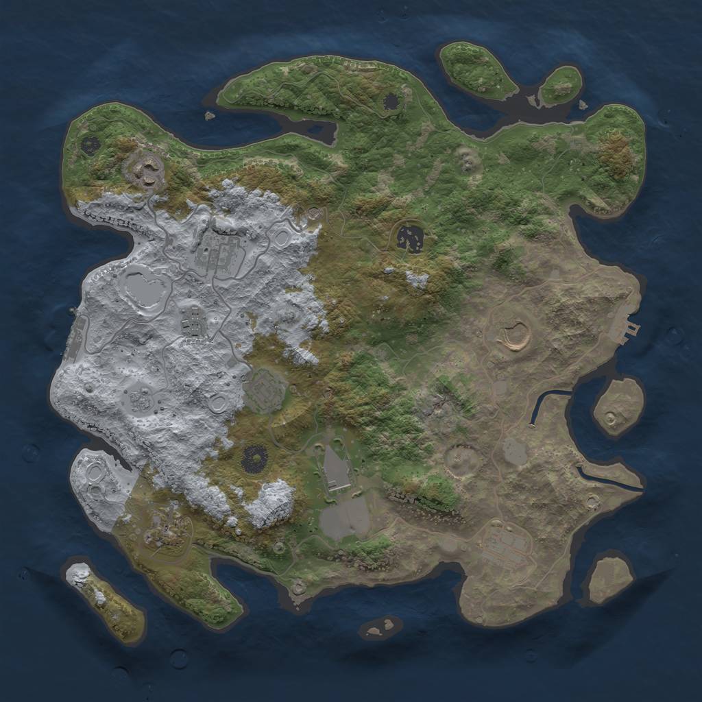 Rust Map: Procedural Map, Size: 3700, Seed: 1464273210, 16 Monuments