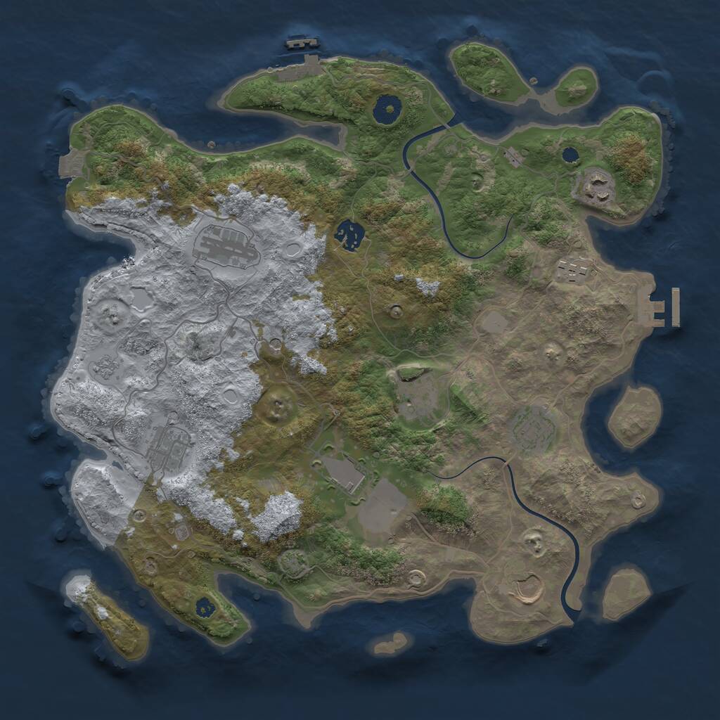 Rust Map: Procedural Map, Size: 3700, Seed: 1464273210, 15 Monuments