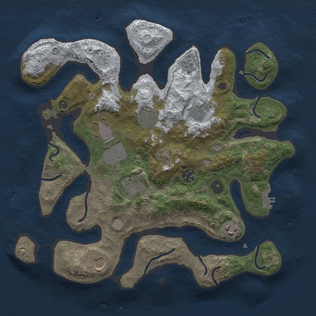 Rust Map: Procedural Map, Size: 3500, Seed: 529320412, 16 Monuments