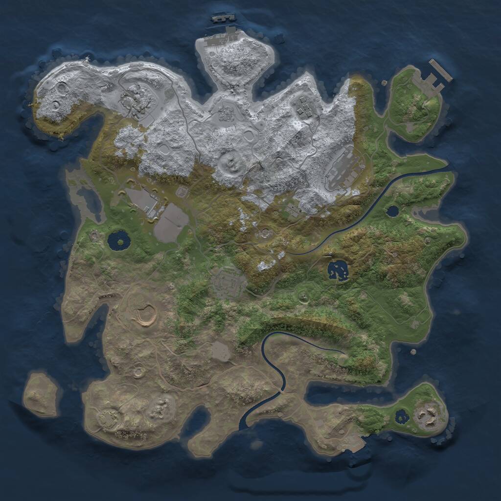 Rust Map: Procedural Map, Size: 3500, Seed: 529320412, 14 Monuments