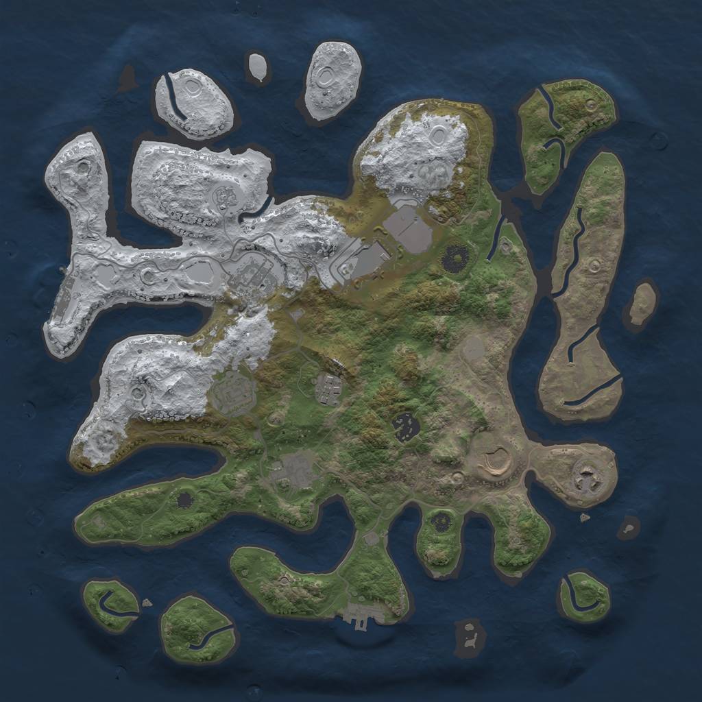 Rust Map: Procedural Map, Size: 3750, Seed: 678994572, 17 Monuments