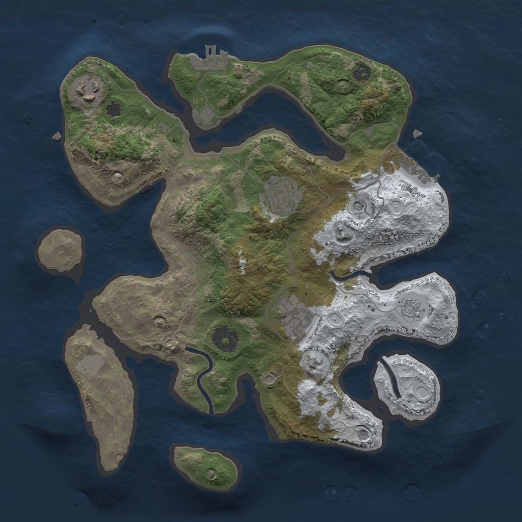 Rust Map: Procedural Map, Size: 3000, Seed: 1827943313, 12 Monuments