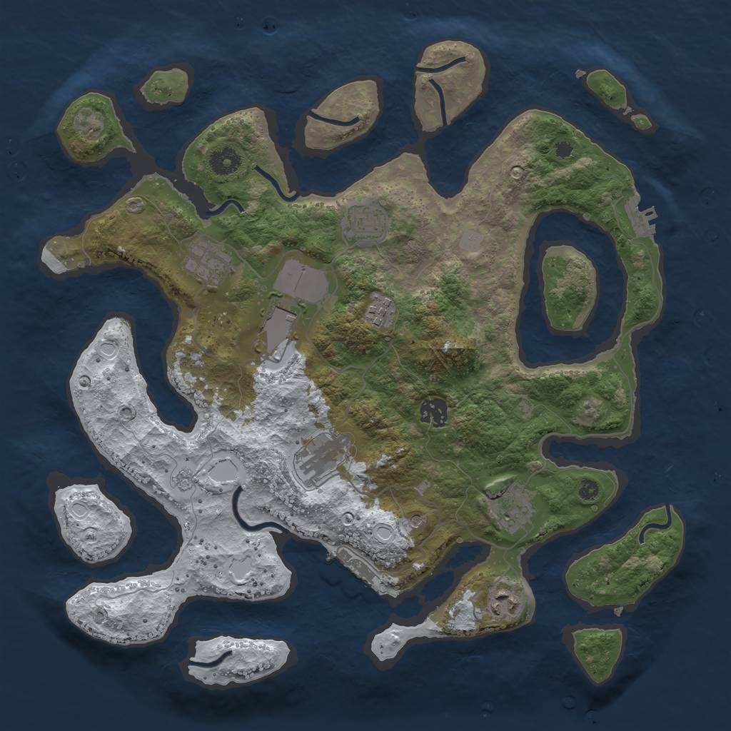 Rust Map: Procedural Map, Size: 3750, Seed: 975, 17 Monuments