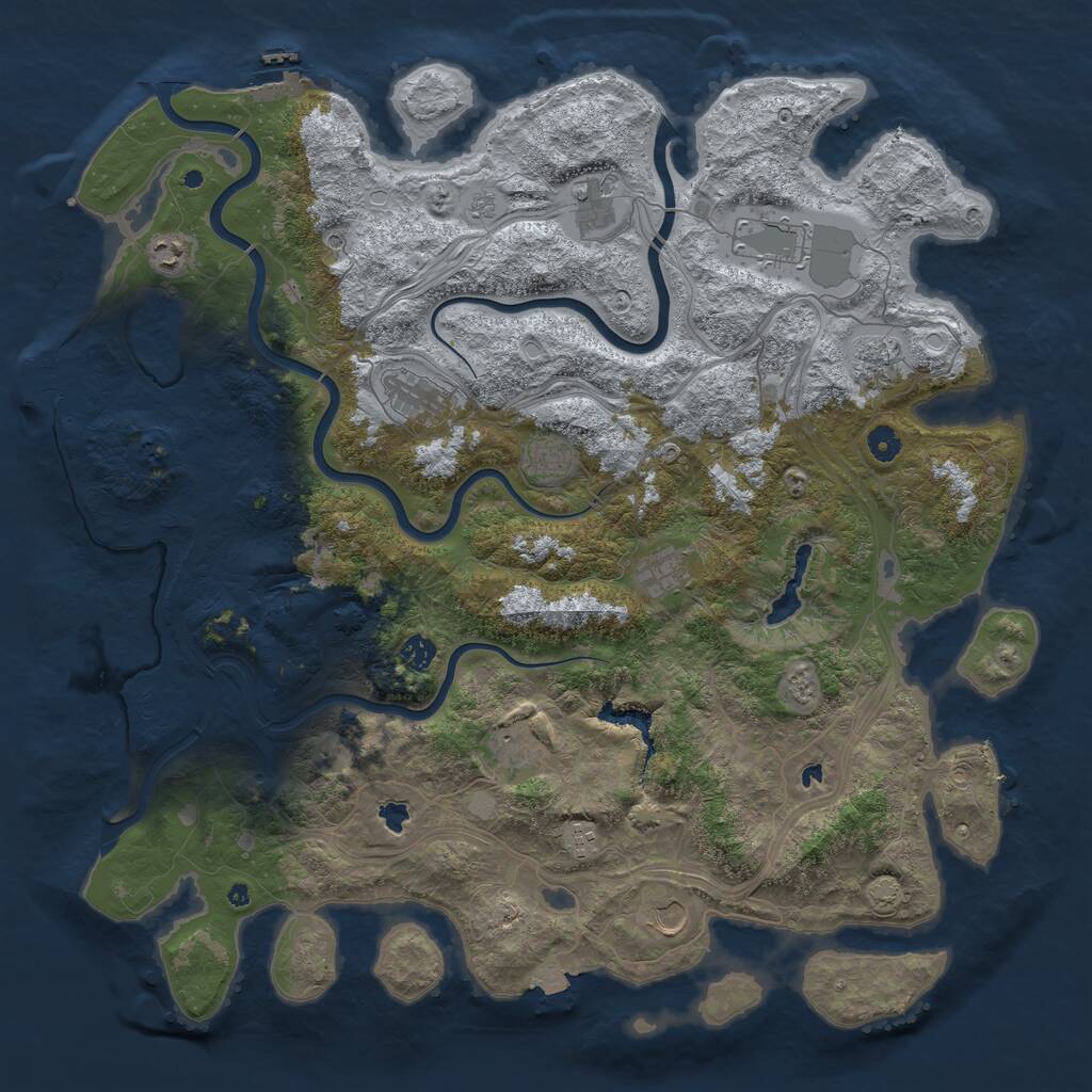 Rust Map: Procedural Map, Size: 4800, Seed: 43009, 17 Monuments