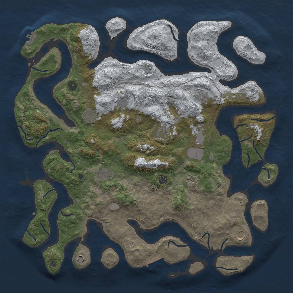 Rust Map: Procedural Map, Size: 4800, Seed: 43009, 20 Monuments