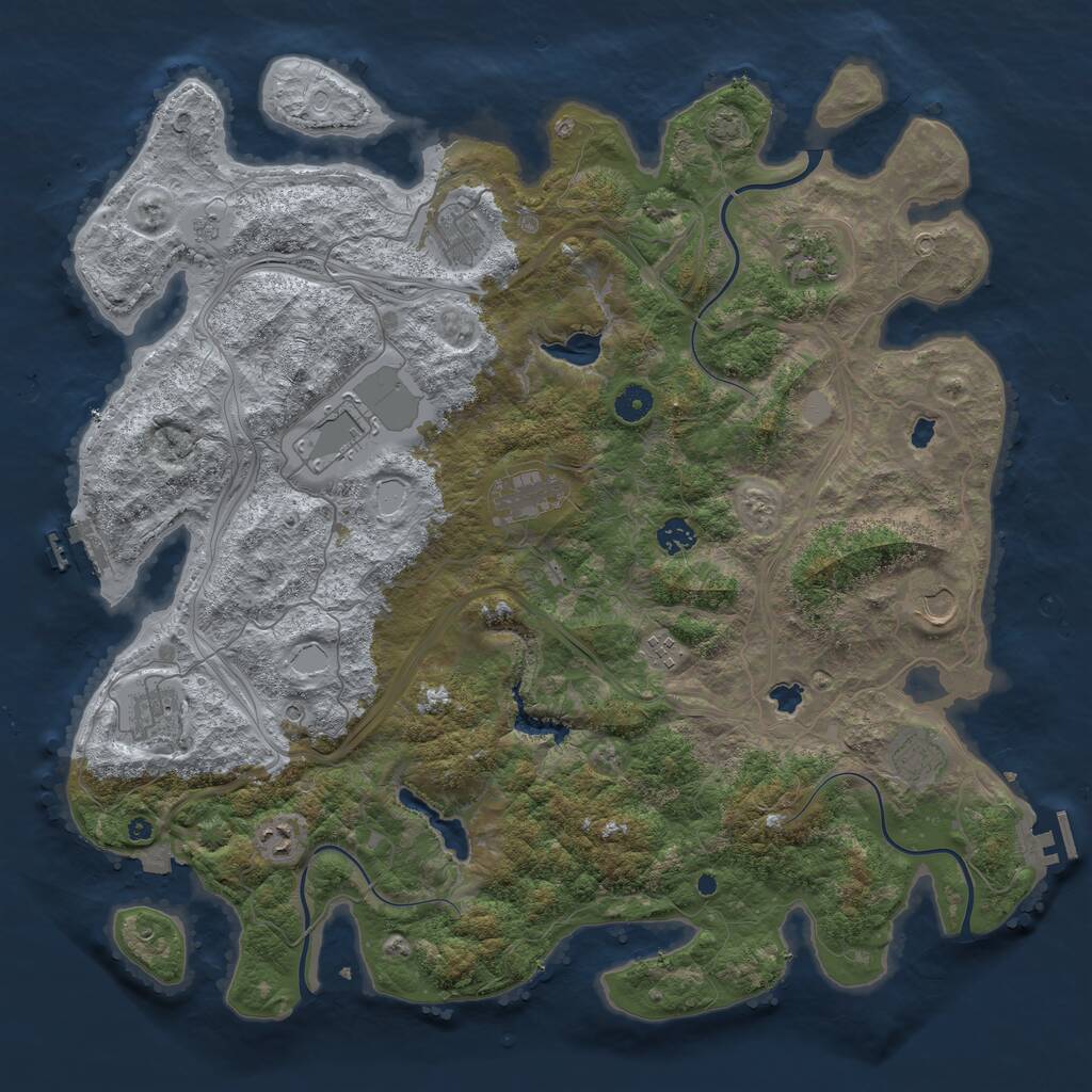 Rust Map: Procedural Map, Size: 4500, Seed: 1413986209, 16 Monuments