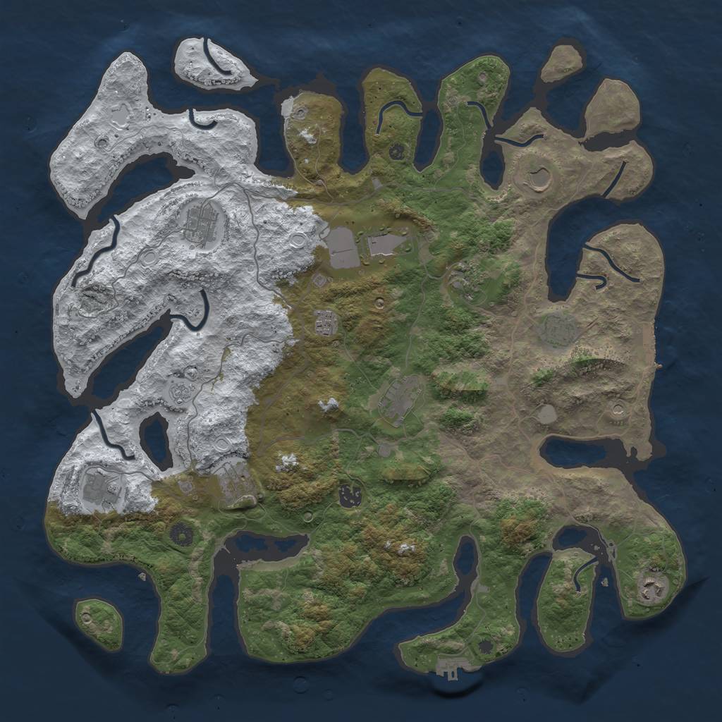 Rust Map: Procedural Map, Size: 4500, Seed: 1413986209, 20 Monuments