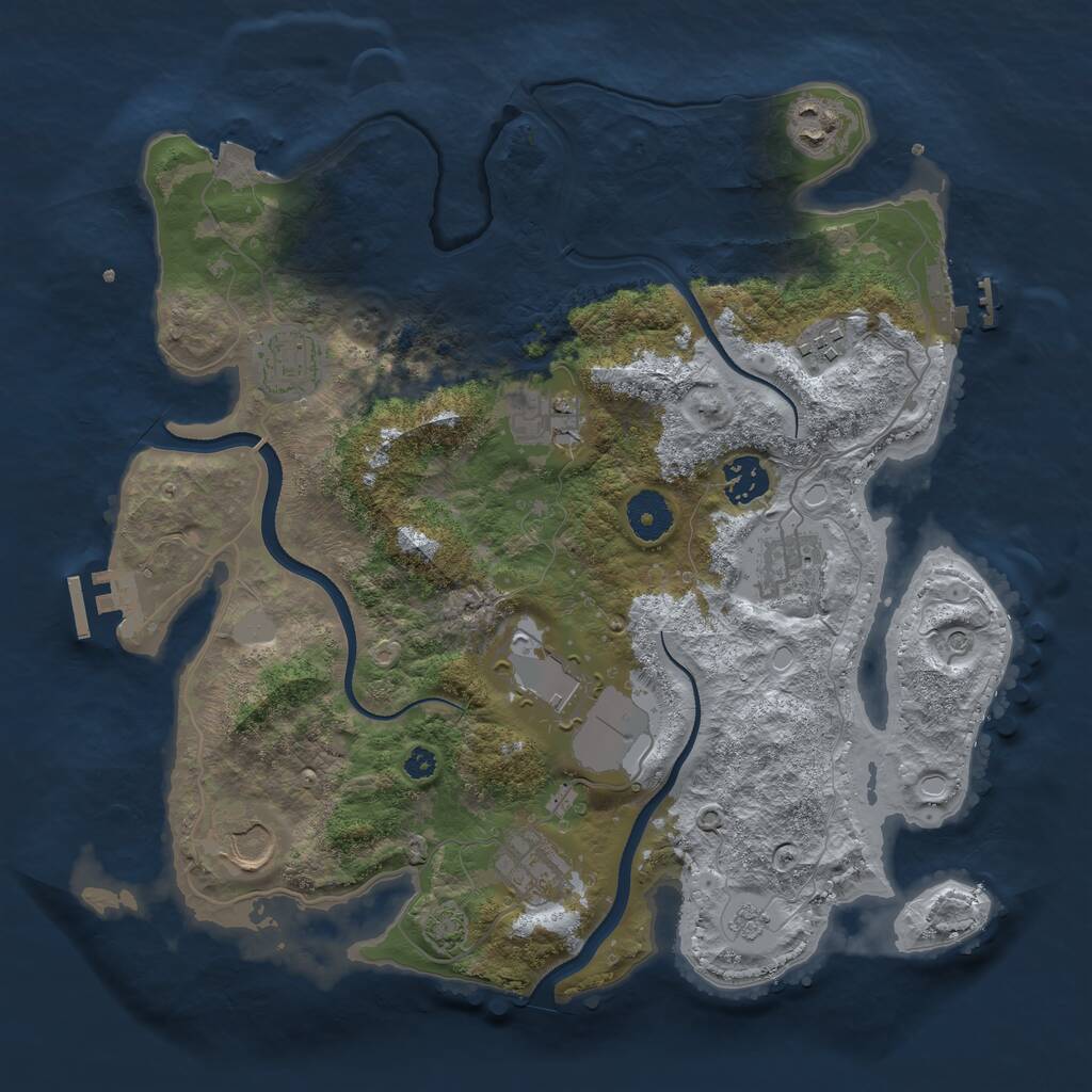 Rust Map: Procedural Map, Size: 3500, Seed: 83672742, 15 Monuments