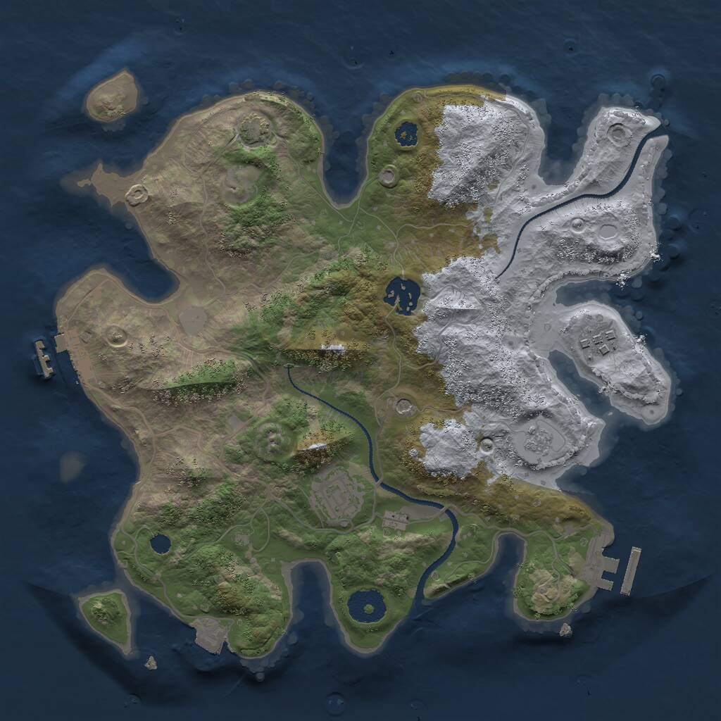 Rust Map: Procedural Map, Size: 3000, Seed: 507147, 9 Monuments
