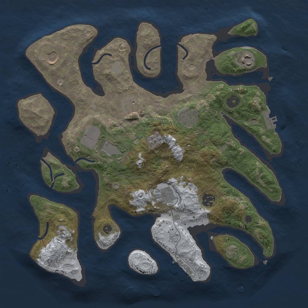 Rust Map: Procedural Map, Size: 3550, Seed: 747871, 17 Monuments