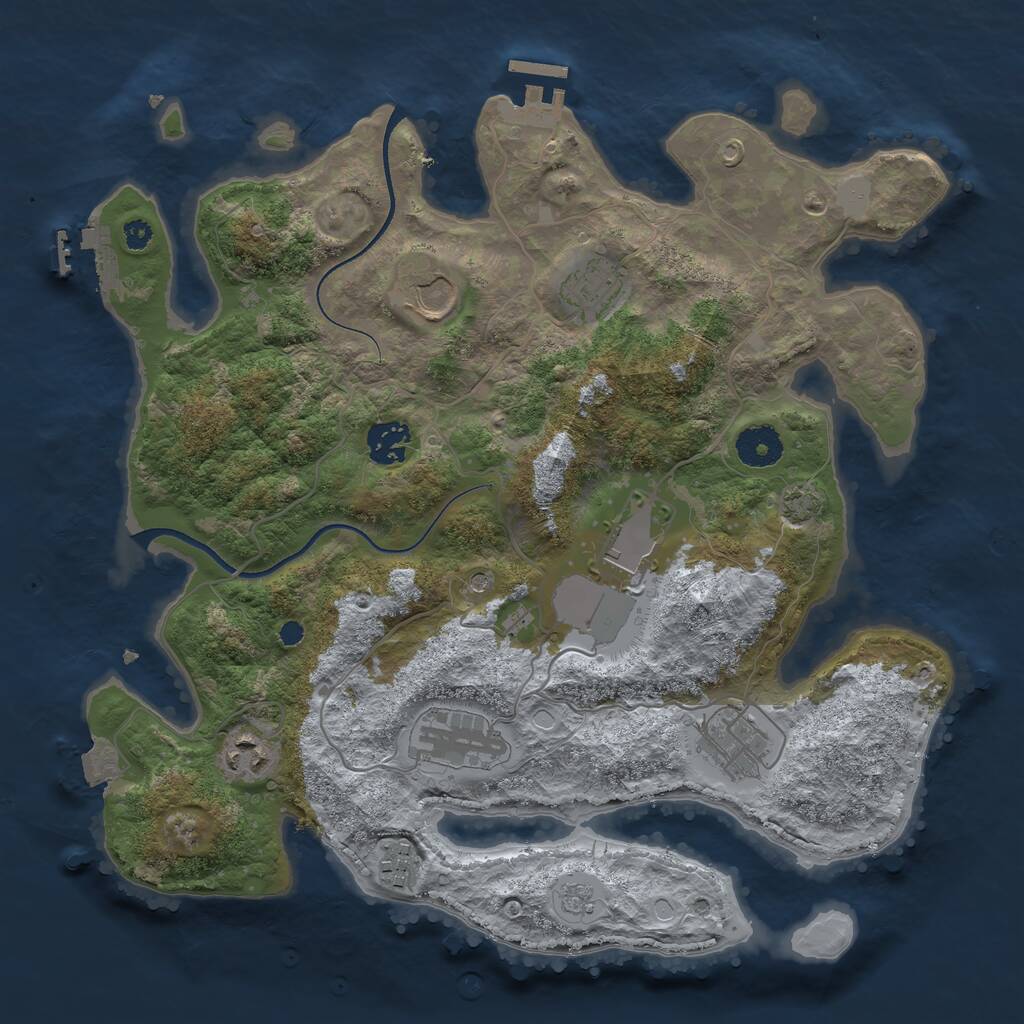 Rust Map: Procedural Map, Size: 3500, Seed: 110931738, 14 Monuments