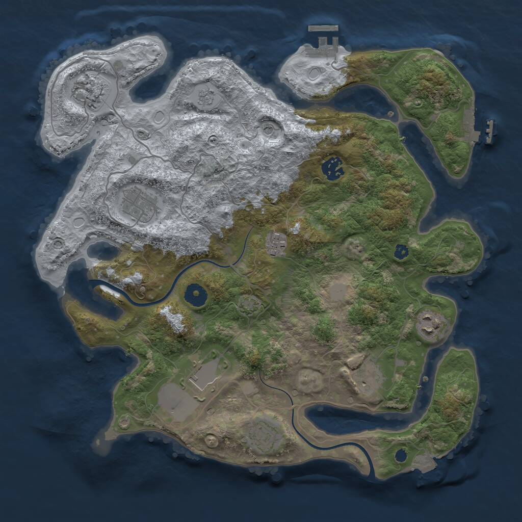 Rust Map: Procedural Map, Size: 3500, Seed: 88286, 14 Monuments
