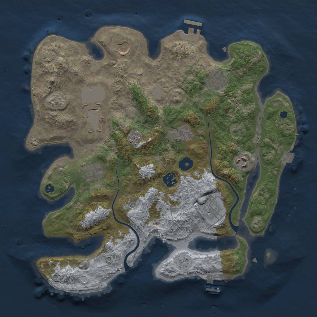 Rust Map: Procedural Map, Size: 3500, Seed: 3873, 15 Monuments