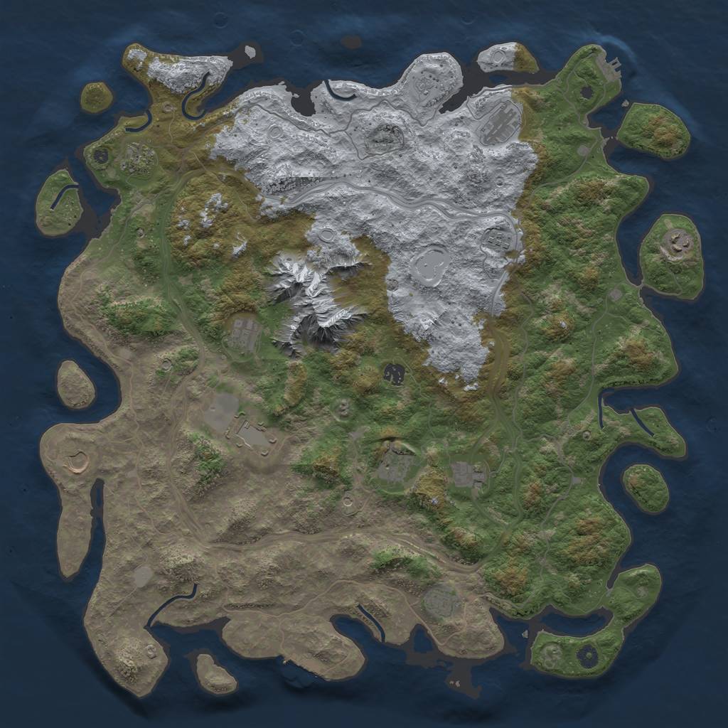 Rust Map: Procedural Map, Size: 5000, Seed: 50725, 18 Monuments