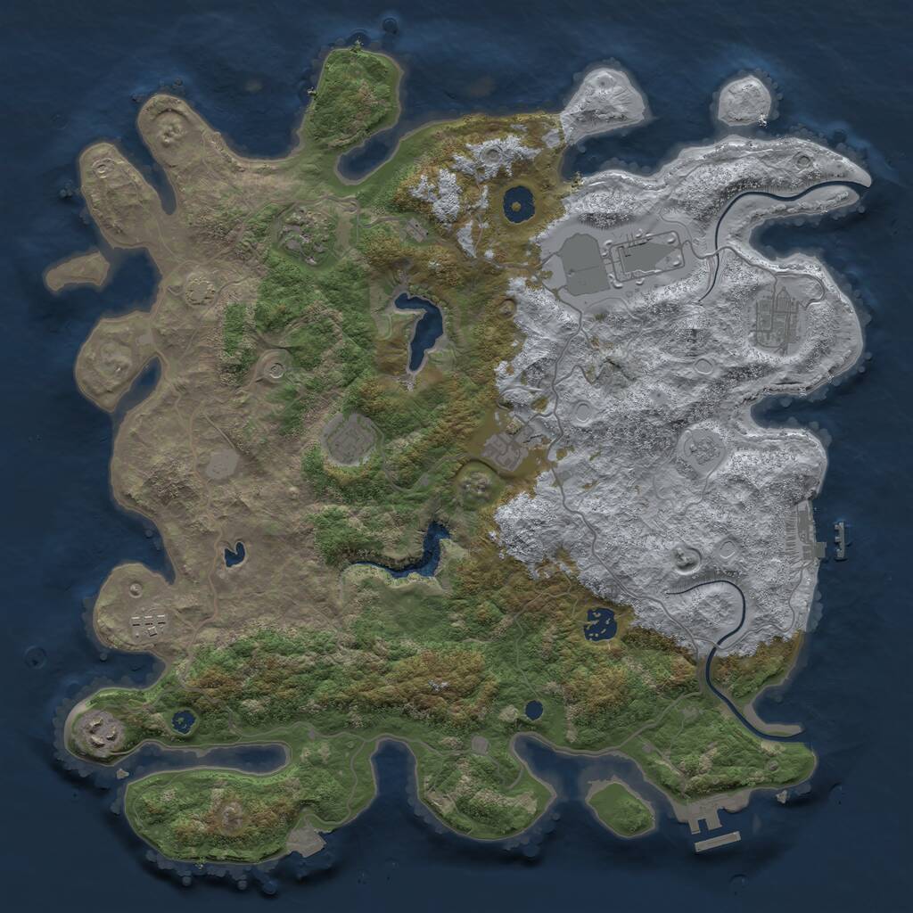 Rust Map: Procedural Map, Size: 4000, Seed: 821805716, 14 Monuments