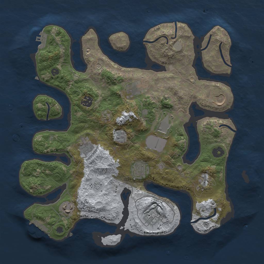 Rust Map: Procedural Map, Size: 3500, Seed: 739363597, 19 Monuments