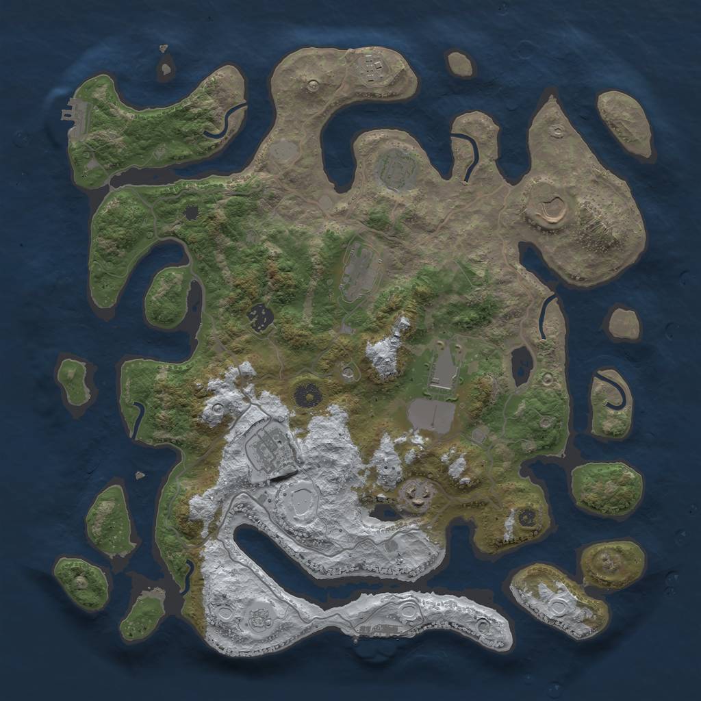 Rust Map: Procedural Map, Size: 4000, Seed: 1759294125, 17 Monuments