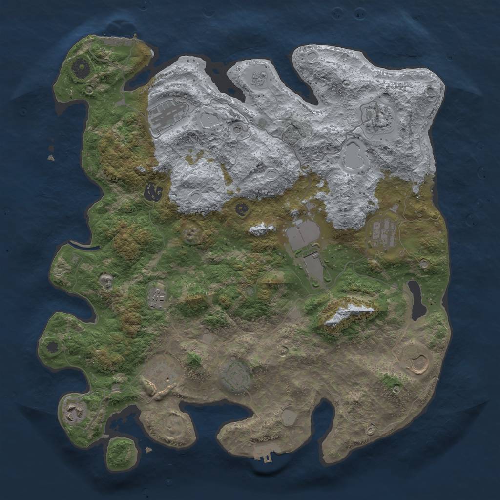 Rust Map: Procedural Map, Size: 3950, Seed: 680309266, 17 Monuments