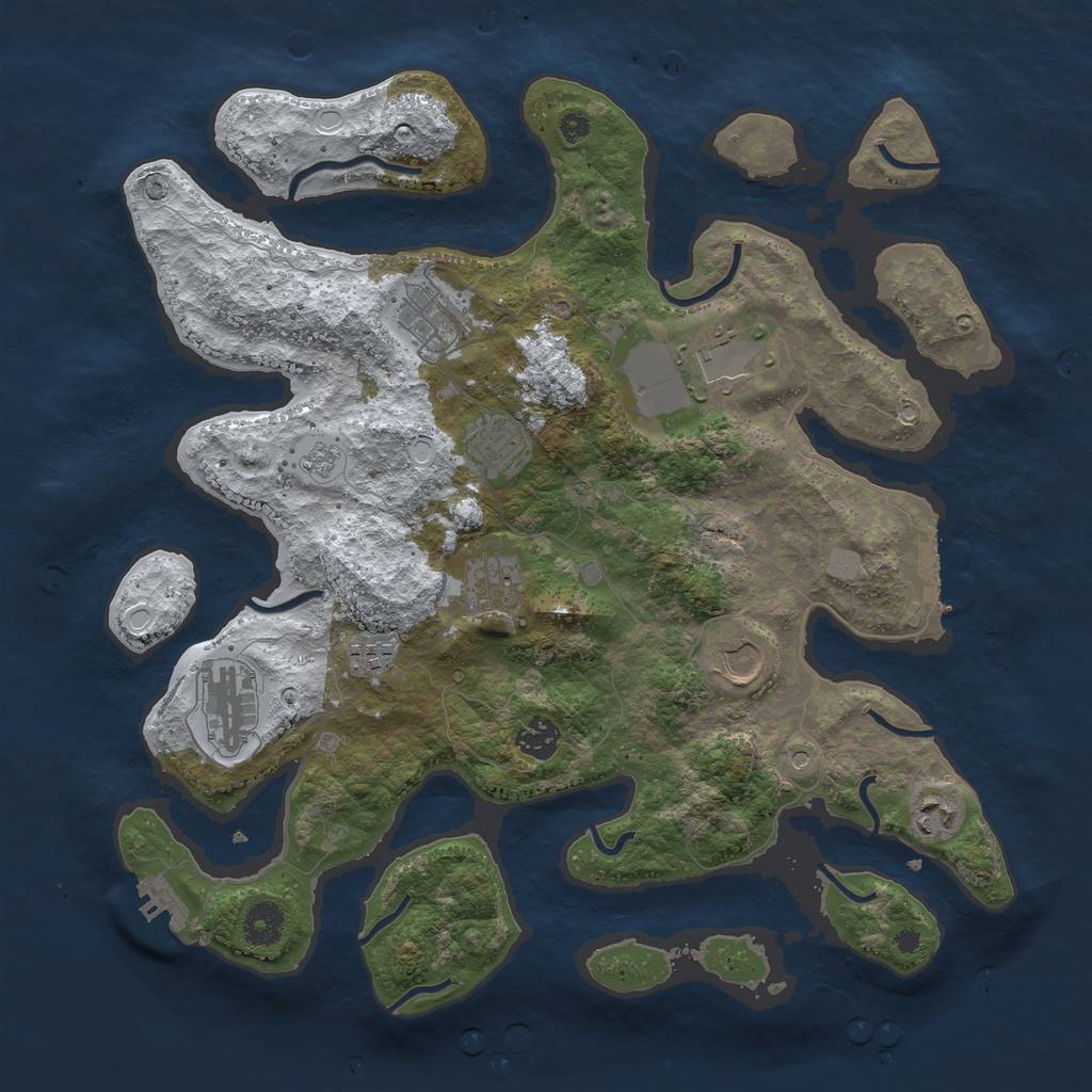 Rust Map: Procedural Map, Size: 3850, Seed: 728638712, 18 Monuments