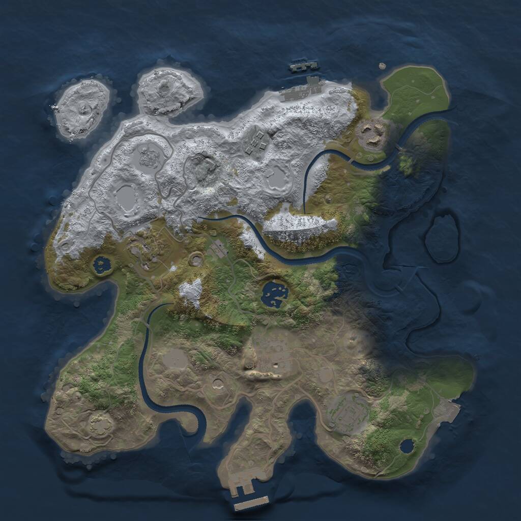 Rust Map: Procedural Map, Size: 3000, Seed: 737491, 12 Monuments