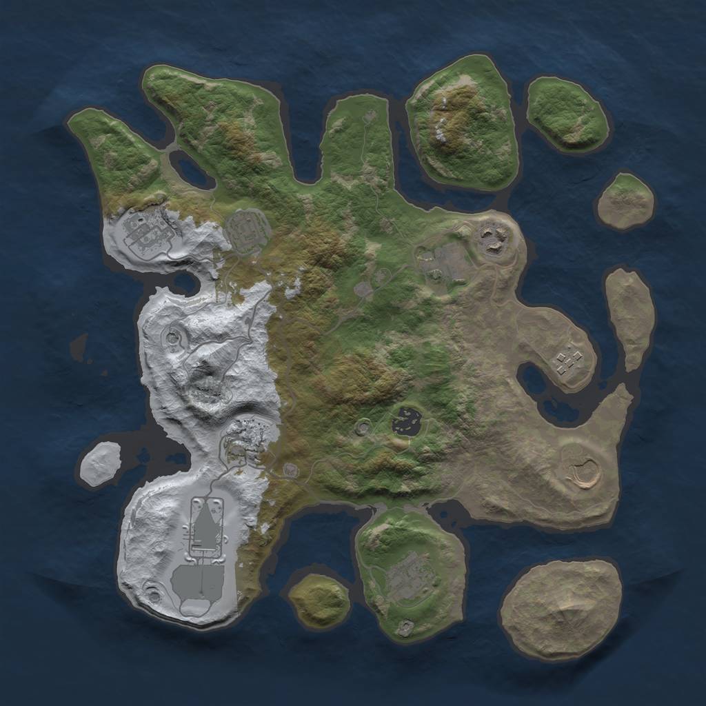 Rust Map: Barren, Size: 3600, Seed: 100, 13 Monuments