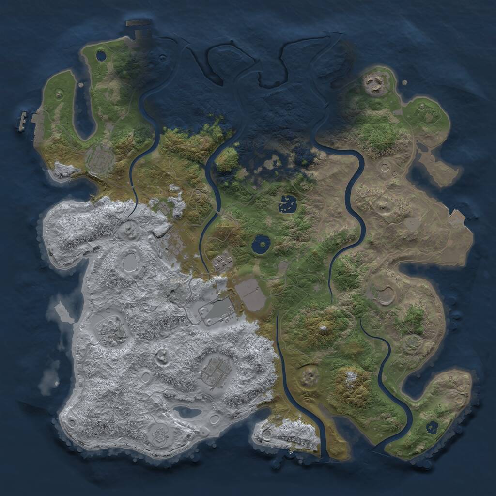 Rust Map: Procedural Map, Size: 3950, Seed: 1570616580, 16 Monuments