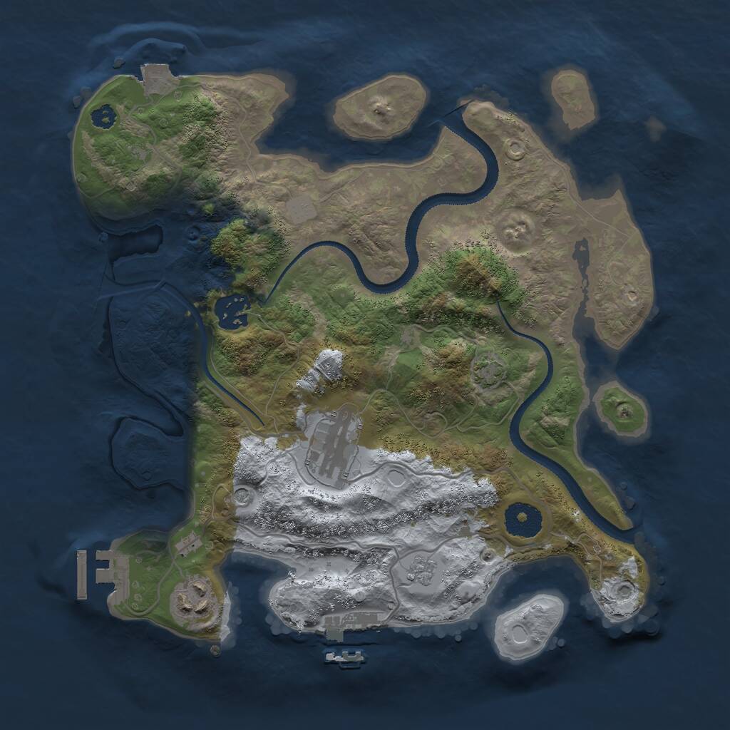 Rust Map: Procedural Map, Size: 3000, Seed: 1325701093, 9 Monuments
