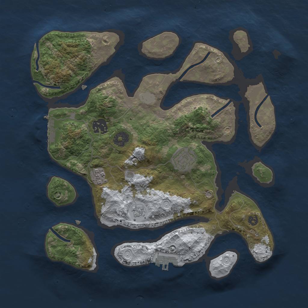 Rust Map: Procedural Map, Size: 3000, Seed: 1325701093, 11 Monuments