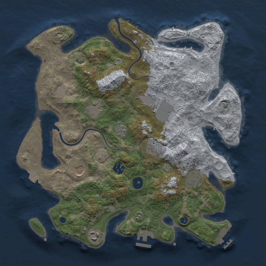 Rust Map: Procedural Map, Size: 3550, Seed: 435926, 14 Monuments