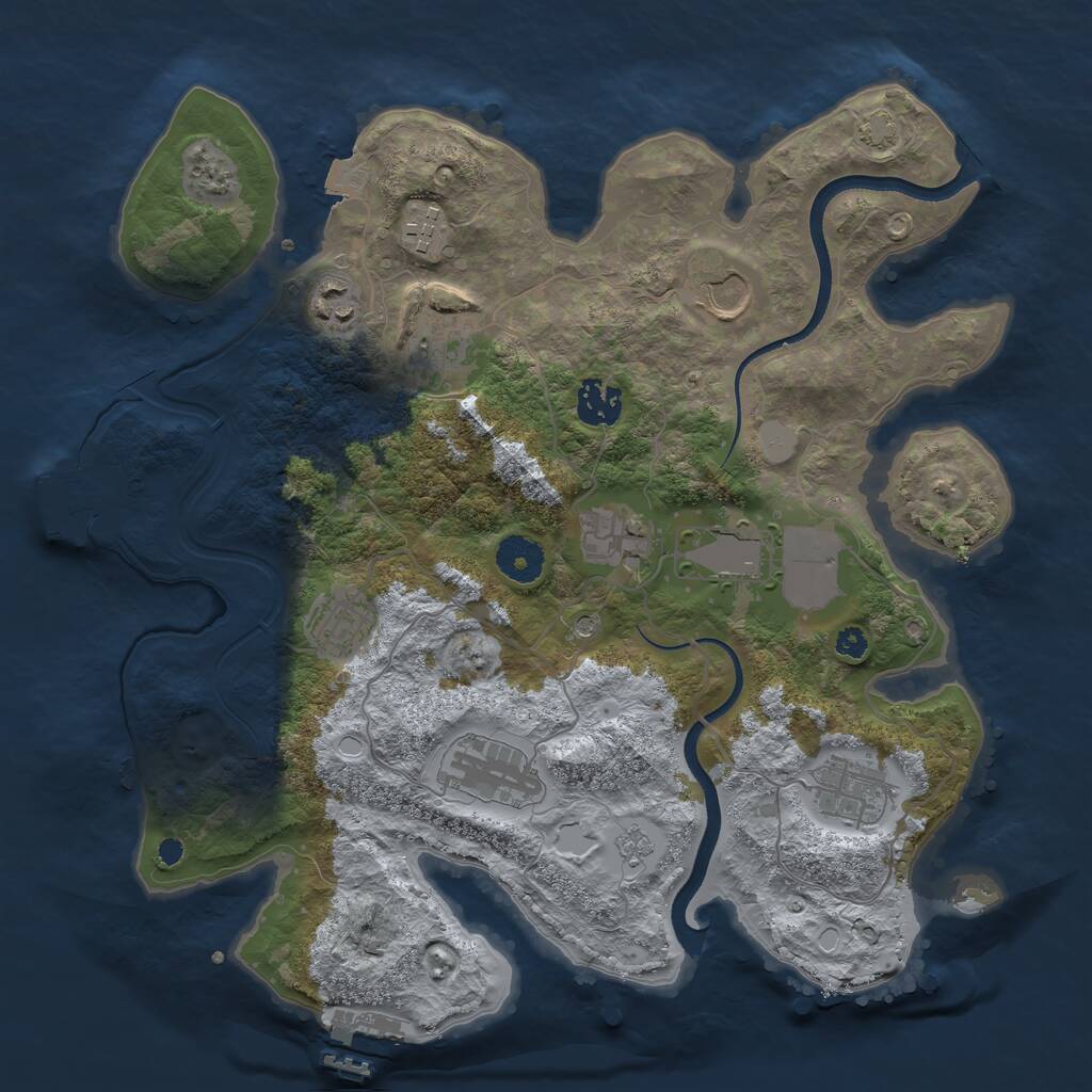 Rust Map: Procedural Map, Size: 3500, Seed: 1505315386, 16 Monuments