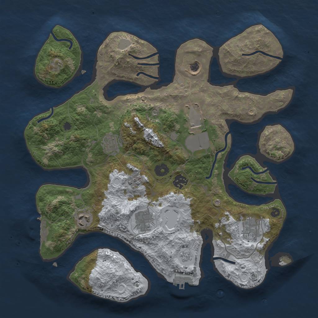 Rust Map: Procedural Map, Size: 3500, Seed: 1505315386, 17 Monuments