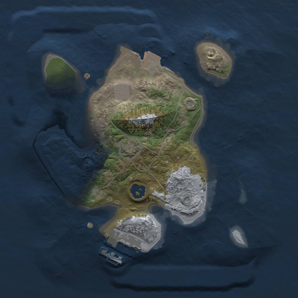 Rust Map: Procedural Map, Size: 2000, Seed: 1589498, 3 Monuments