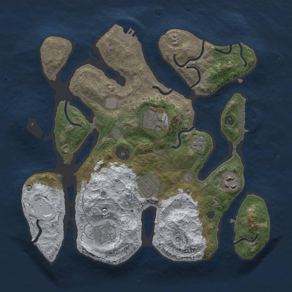 Rust Map: Procedural Map, Size: 3000, Seed: 37, 13 Monuments