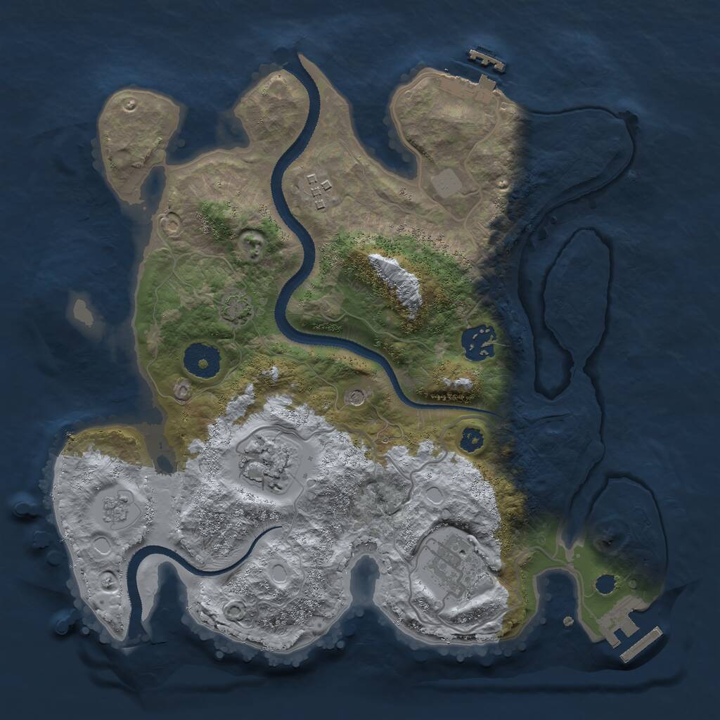 Rust Map: Procedural Map, Size: 3000, Seed: 37, 10 Monuments