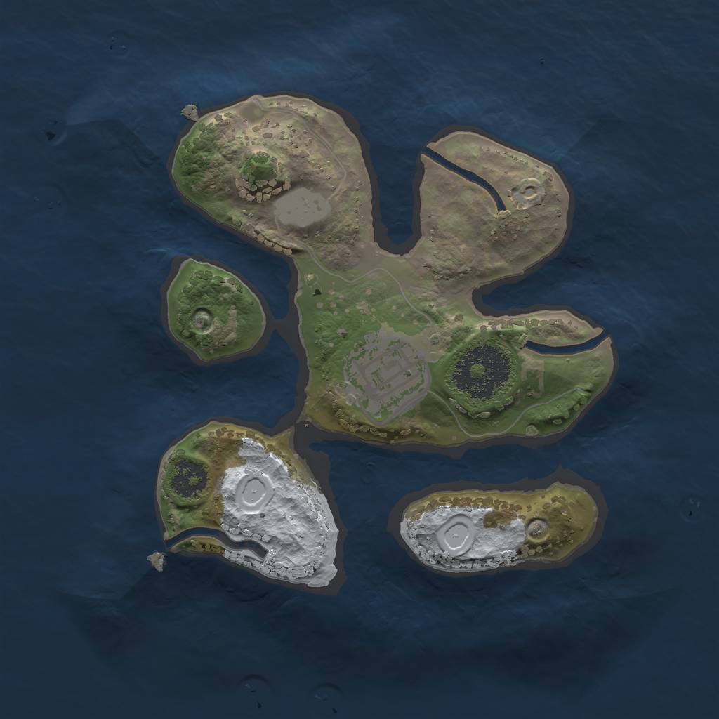 Rust Map: Procedural Map, Size: 2000, Seed: 1325701093, 6 Monuments