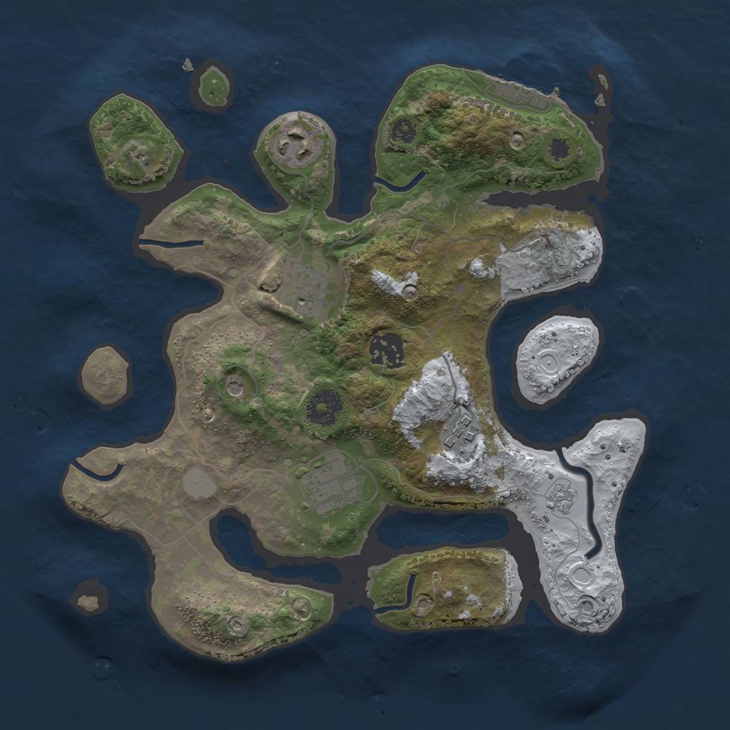 Rust Map: Procedural Map, Size: 3000, Seed: 1851210102, 13 Monuments