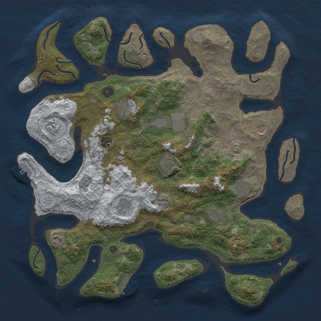 Rust Map: Procedural Map, Size: 4500, Seed: 965918, 20 Monuments