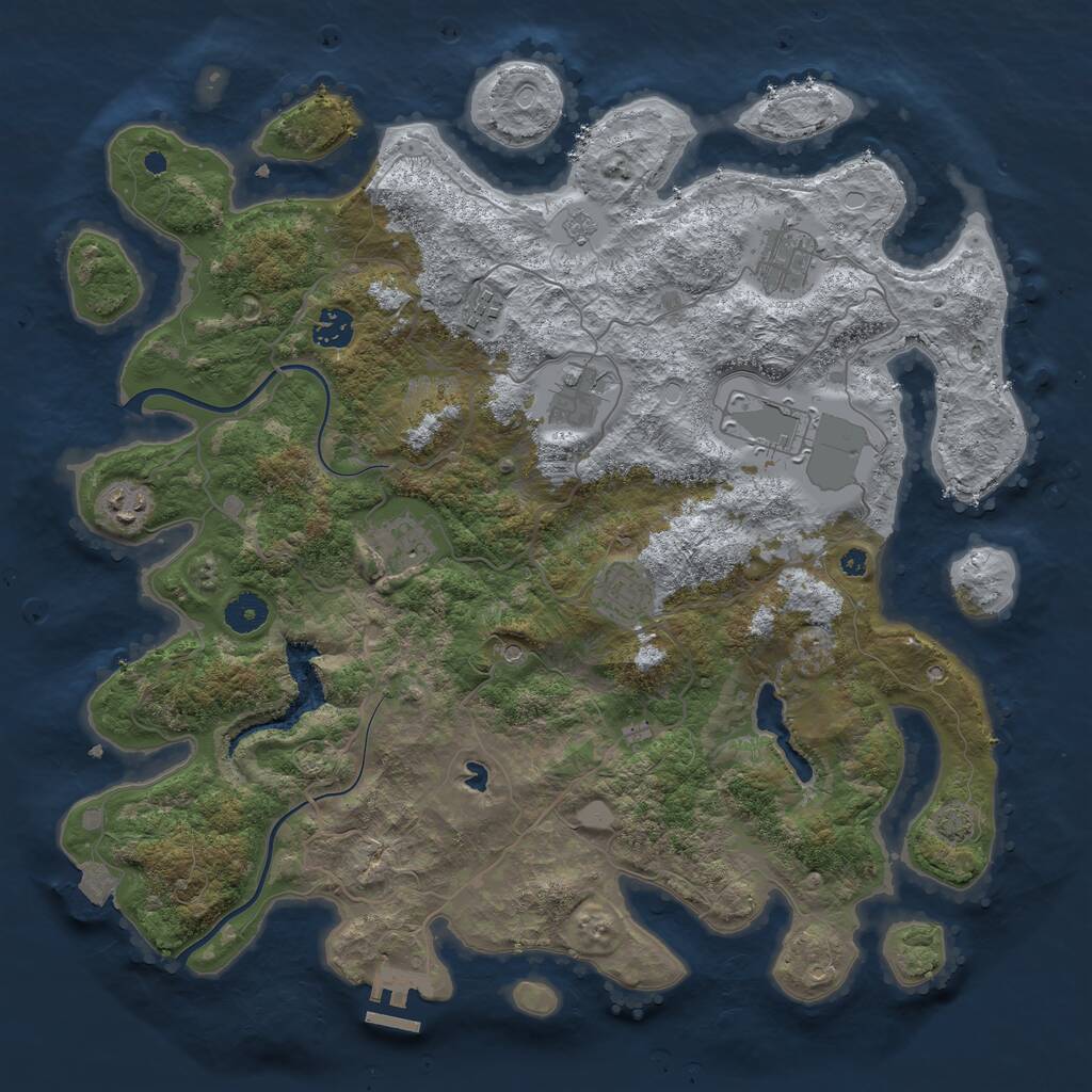 Rust Map: Procedural Map, Size: 4000, Seed: 5217678, 13 Monuments