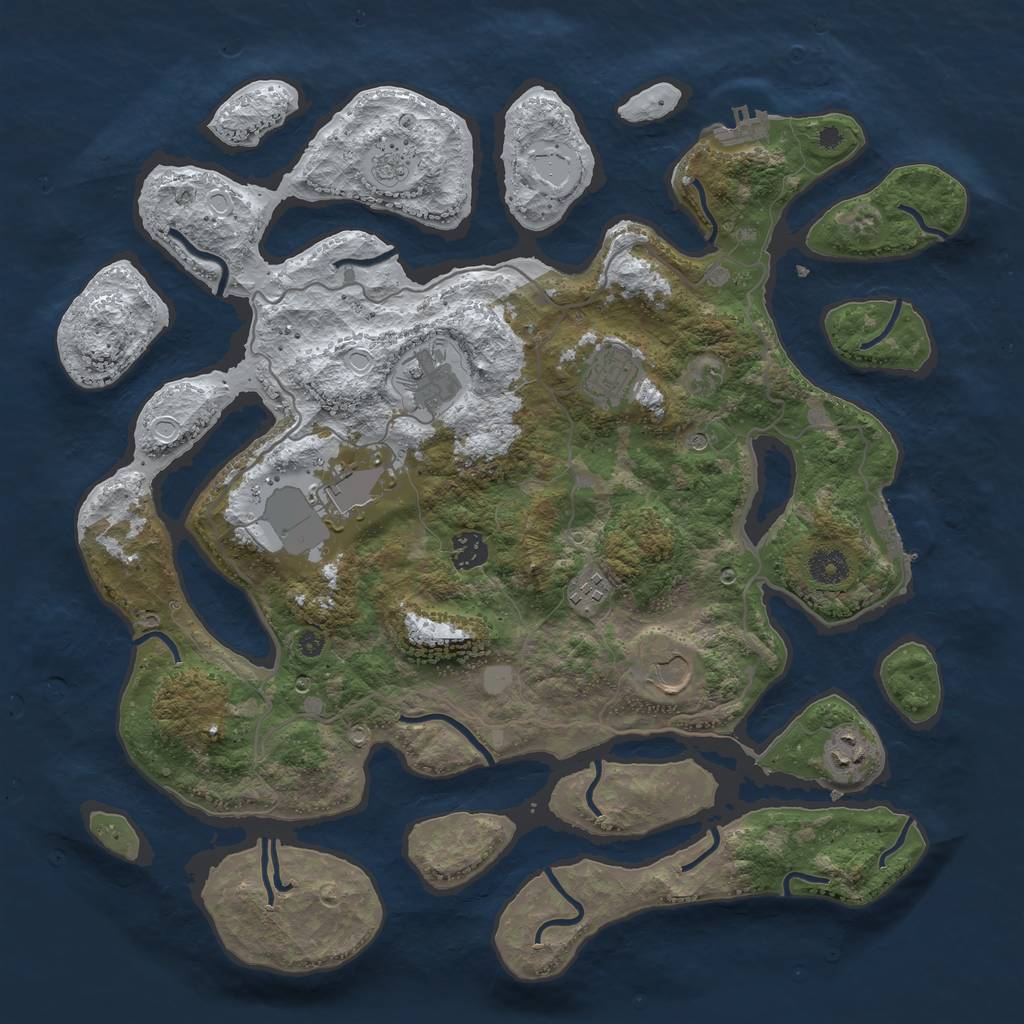 Rust Map: Procedural Map, Size: 4000, Seed: 18273, 16 Monuments