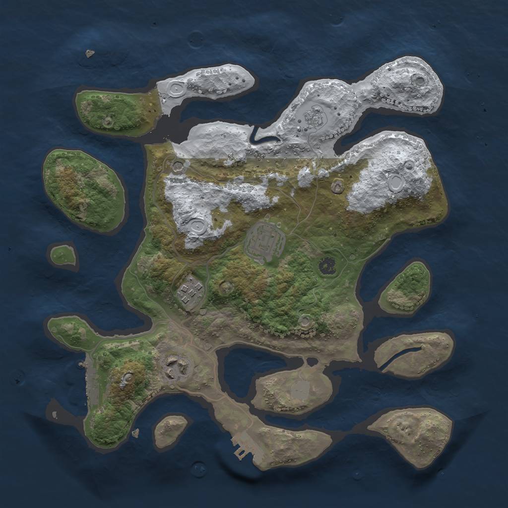 Rust Map: Procedural Map, Size: 3000, Seed: 2436577, 12 Monuments