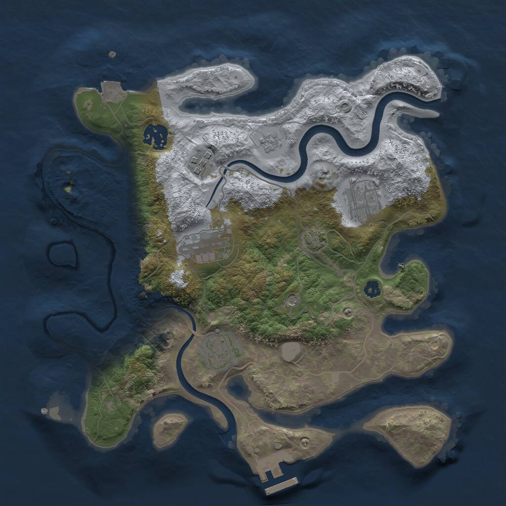 Rust Map: Procedural Map, Size: 3000, Seed: 2436577, 10 Monuments
