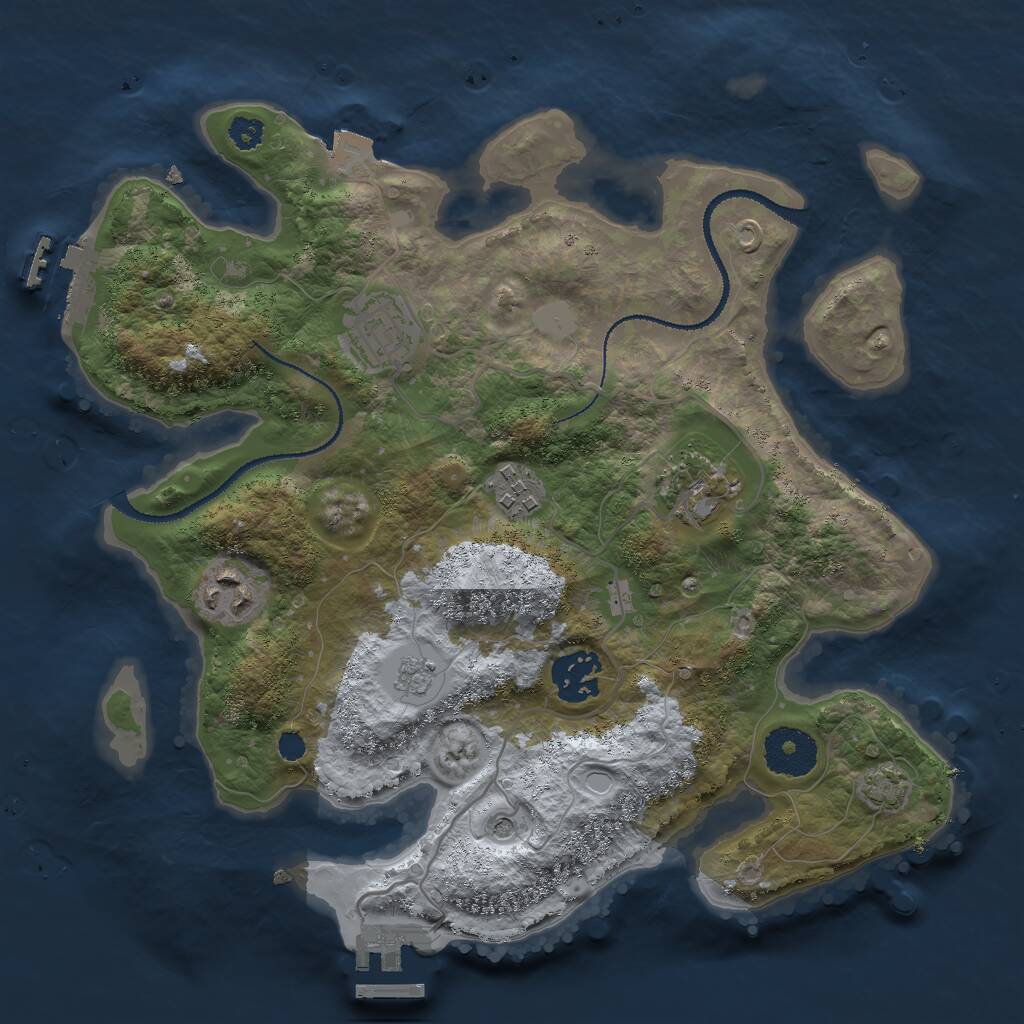 Rust Map: Procedural Map, Size: 3000, Seed: 739724, 11 Monuments
