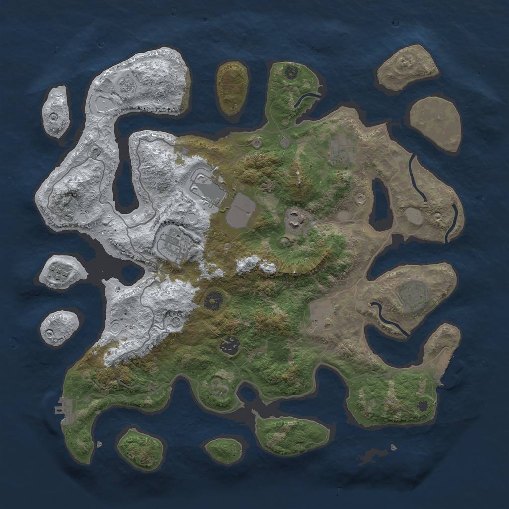 Rust Map: Procedural Map, Size: 4000, Seed: 558, 17 Monuments